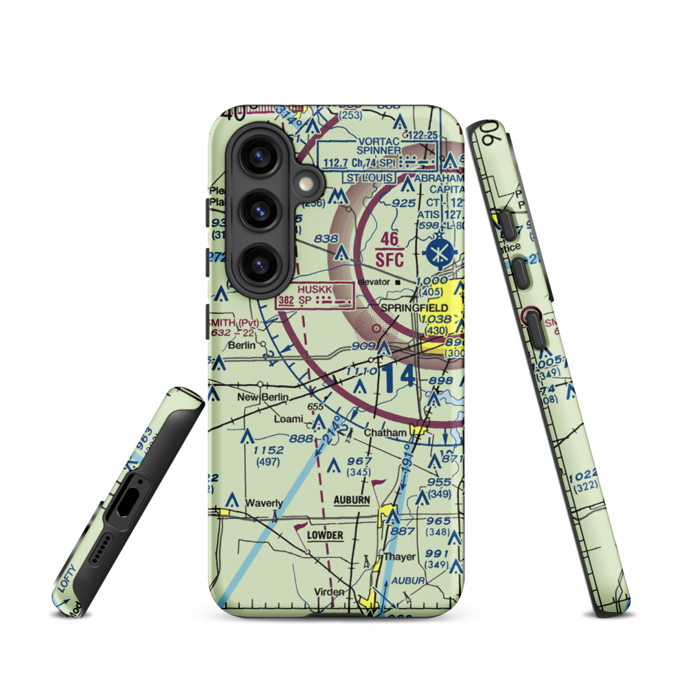 Springfield Southwest Airpark (IL97) VFR Sectional Samsung Phone Case Samsung Galaxy S24 model shown