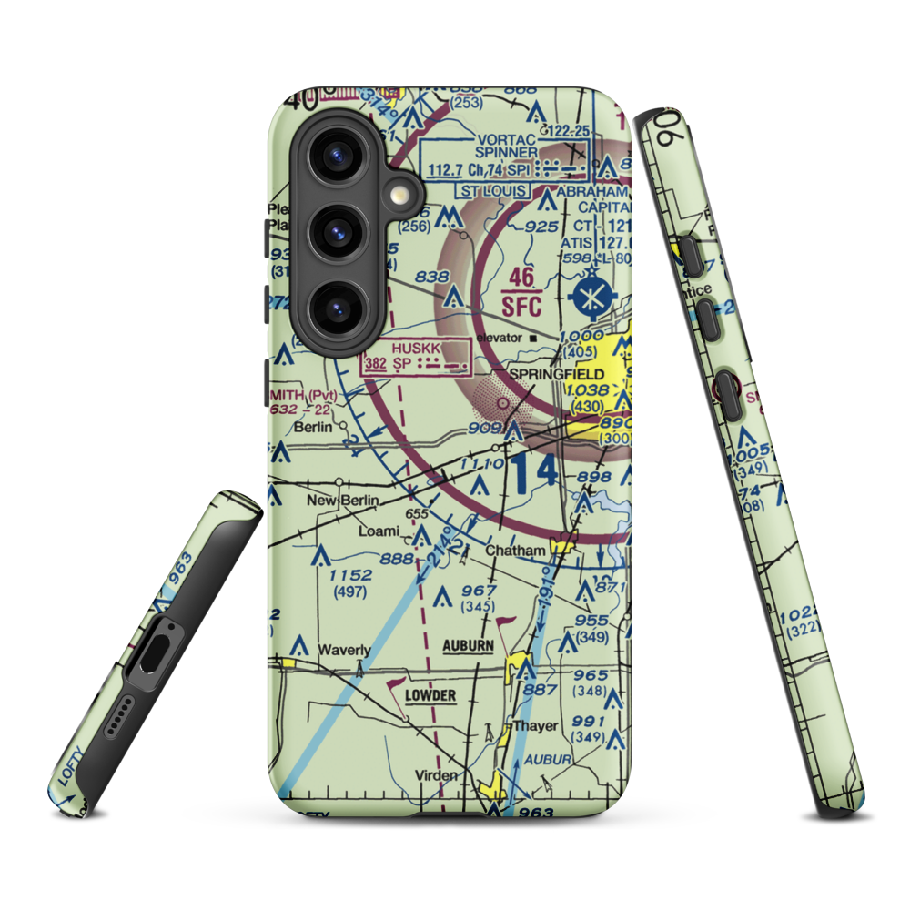 Springfield Southwest Airpark (IL97) VFR Sectional Samsung Phone Case Samsung Galaxy S24 Plus model shown