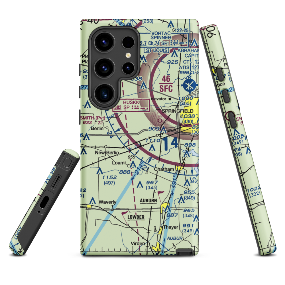 Springfield Southwest Airpark (IL97) VFR Sectional Samsung Phone Case Samsung Galaxy S24 Ultra model shown