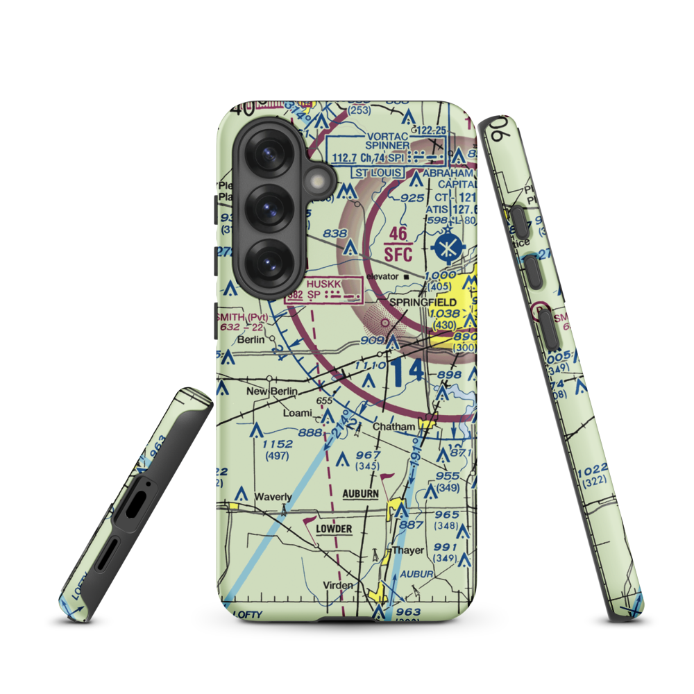 Springfield Southwest Airpark (IL97) VFR Sectional Samsung Phone Case Samsung Galaxy S25 model shown