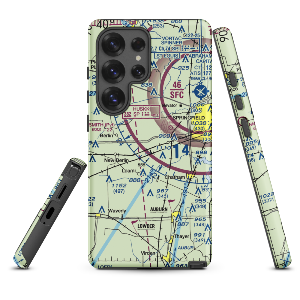Springfield Southwest Airpark (IL97) VFR Sectional Samsung Phone Case Samsung Galaxy S25 Ultra model shown