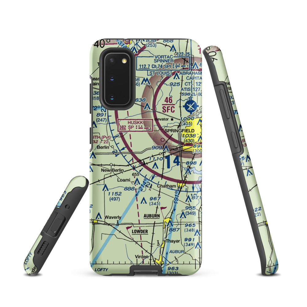 Springfield Southwest Airpark (IL97) VFR Sectional Samsung Phone Case Samsung Galaxy S20 model shown