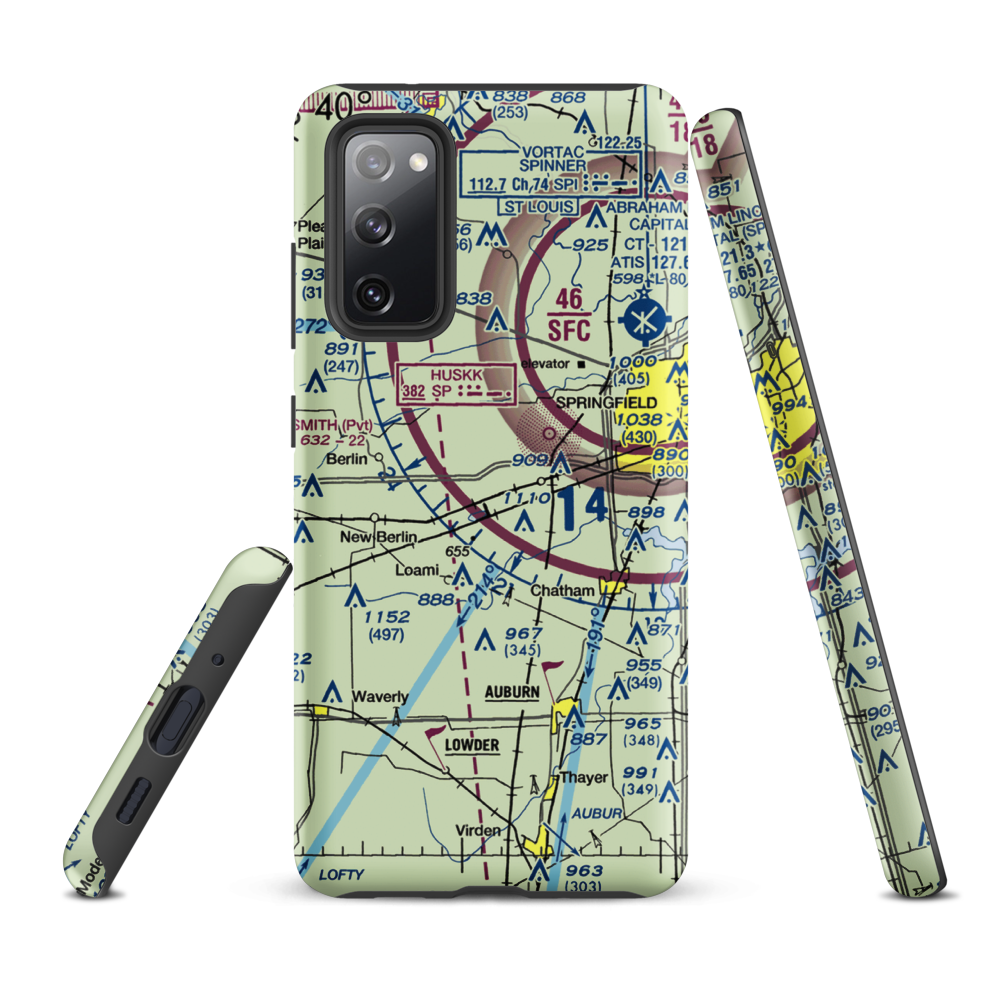 Springfield Southwest Airpark (IL97) VFR Sectional Samsung Phone Case Samsung Galaxy S20 FE model shown