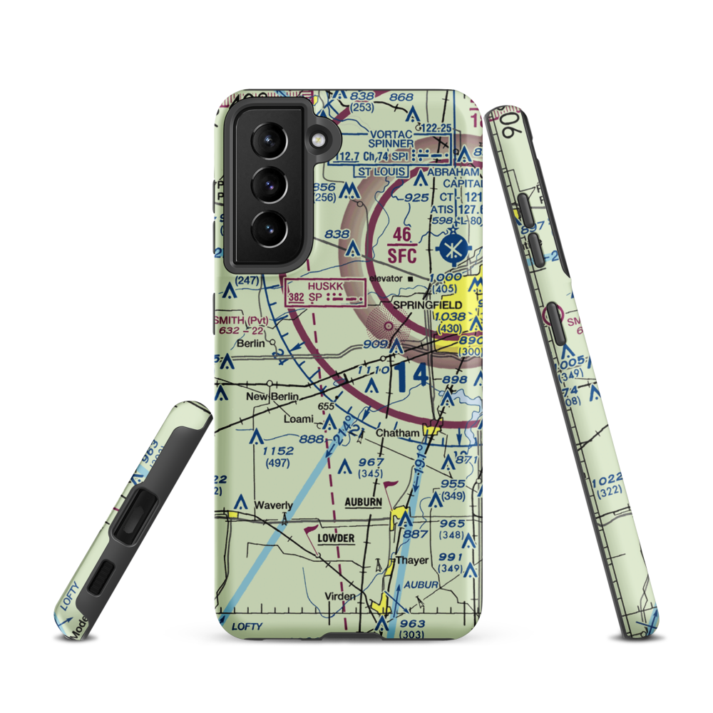 Springfield Southwest Airpark (IL97) VFR Sectional Samsung Phone Case Samsung Galaxy S21 model shown