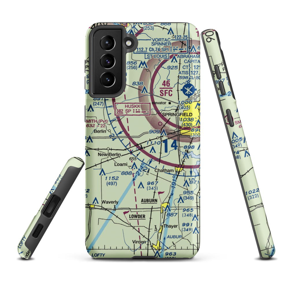 Springfield Southwest Airpark (IL97) VFR Sectional Samsung Phone Case Samsung Galaxy S21 Plus model shown