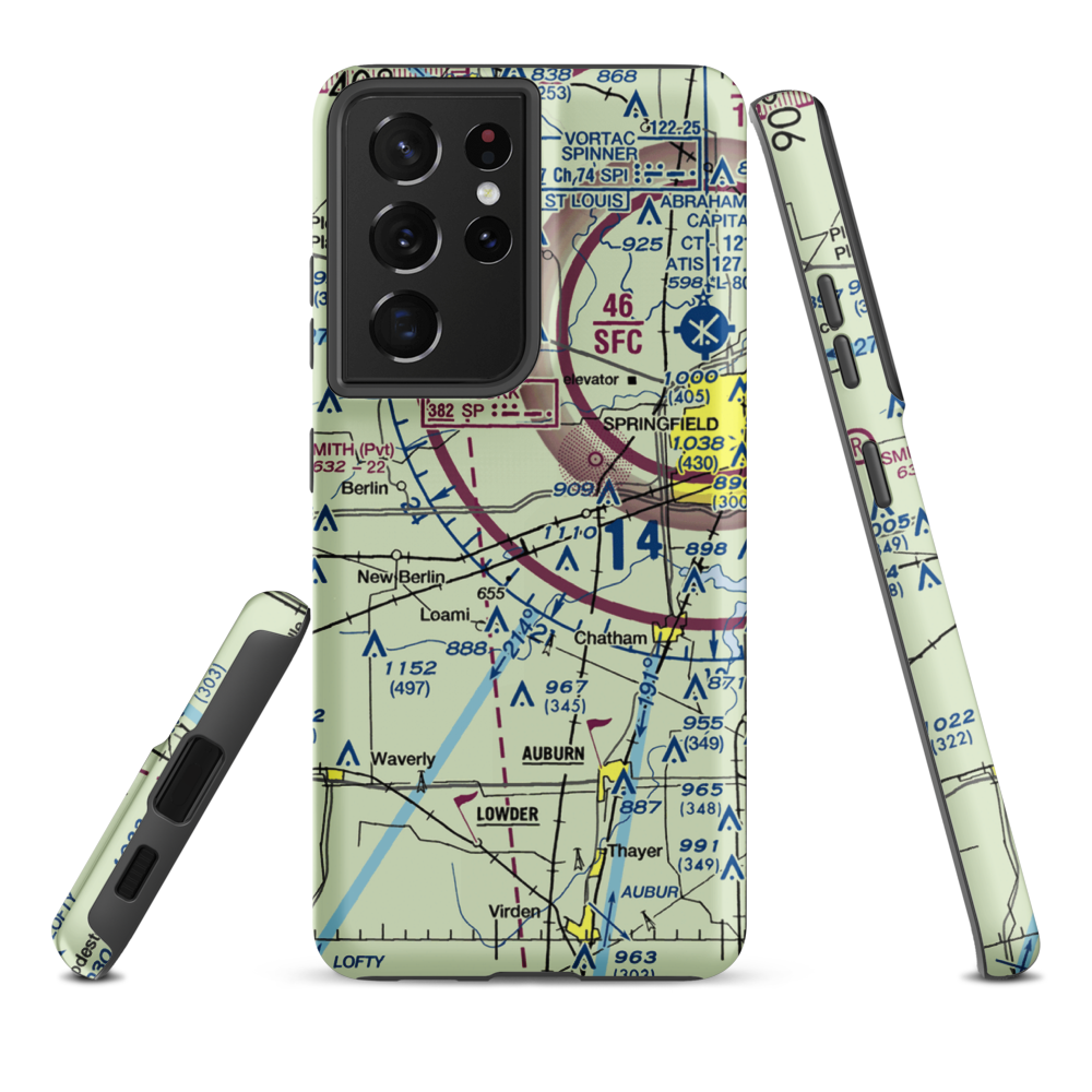 Springfield Southwest Airpark (IL97) VFR Sectional Samsung Phone Case Samsung Galaxy S21 Ultra model shown