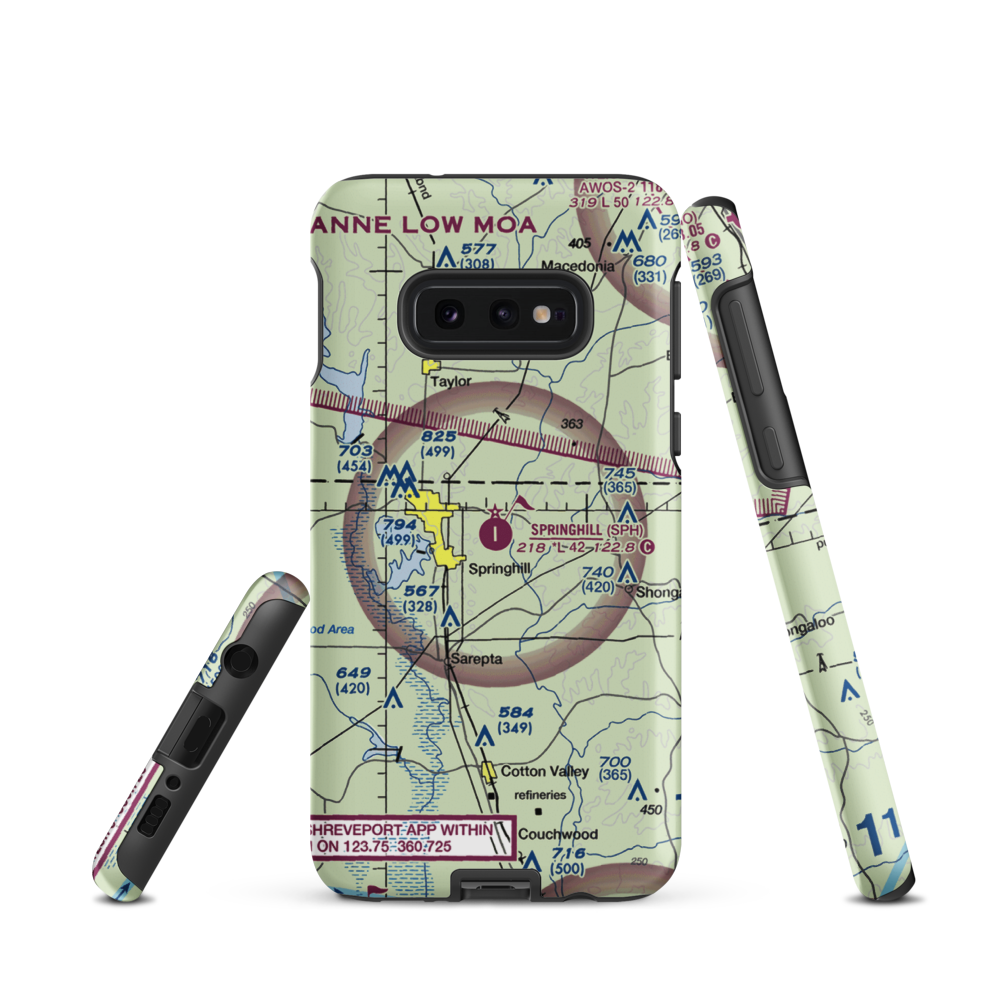 Springhill Airport (SPH) VFR Sectional Samsung Phone Case Samsung Galaxy S10e model shown