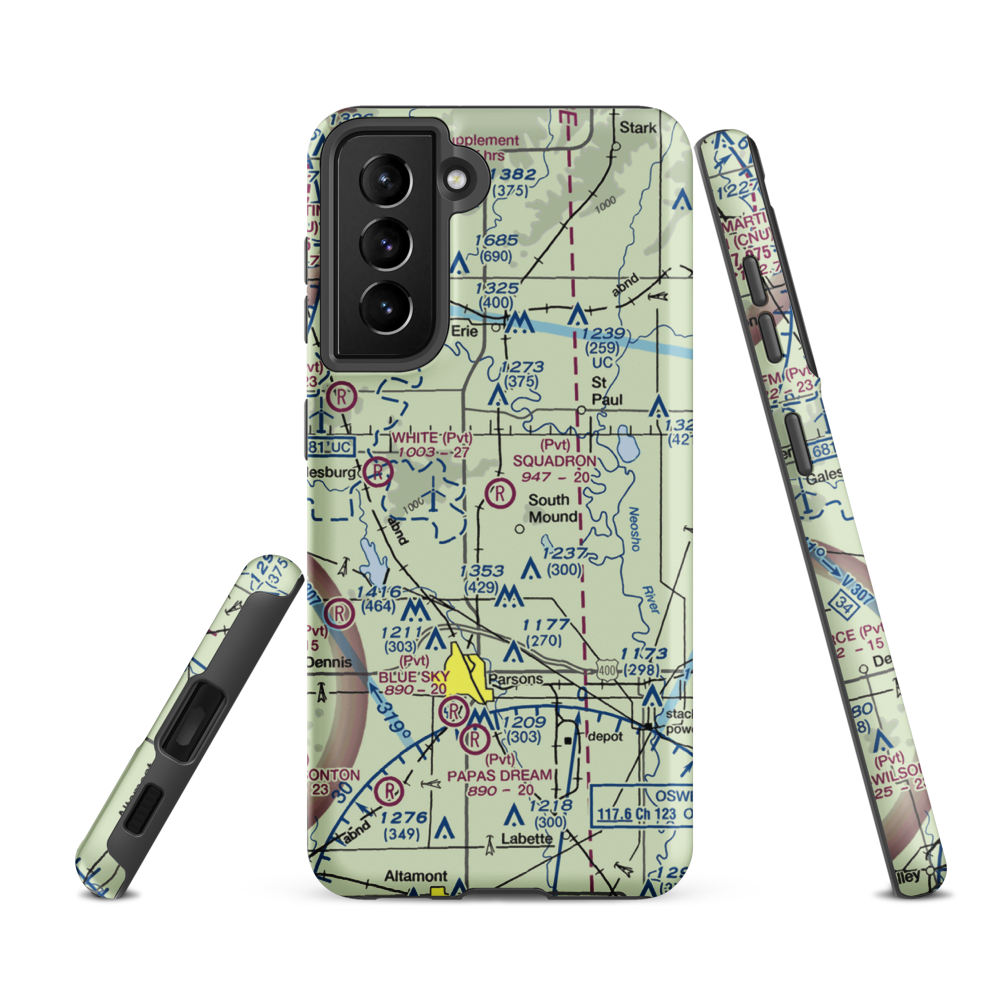 Squadron Field (11KS) VFR Sectional Samsung Phone Case Samsung Galaxy S21 FE model shown