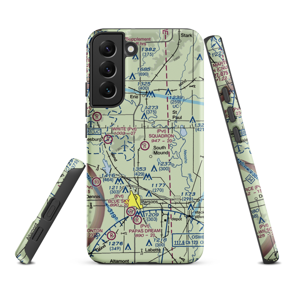 Squadron Field (11KS) VFR Sectional Samsung Phone Case Samsung Galaxy S22 Plus model shown