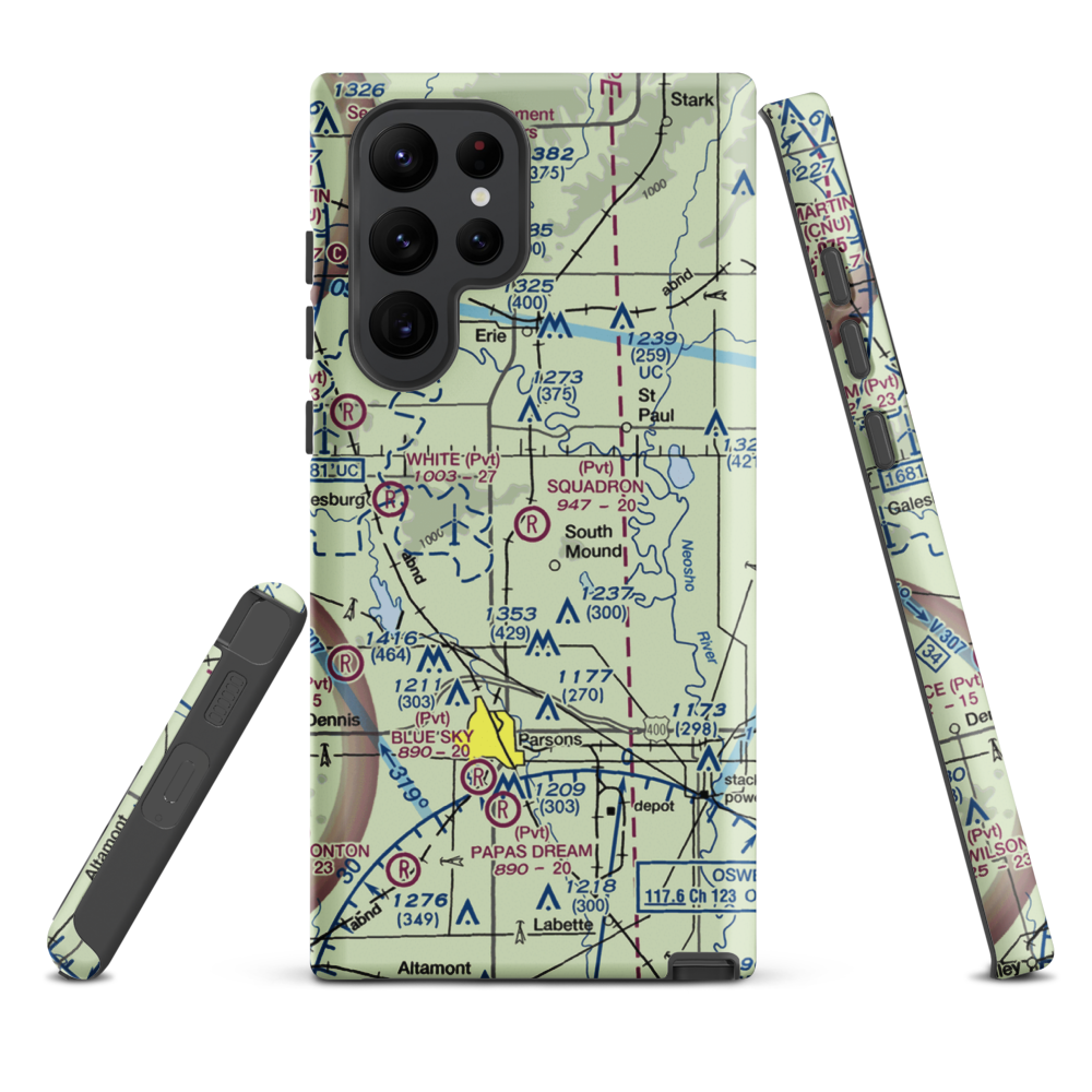 Squadron Field (11KS) VFR Sectional Samsung Phone Case Samsung Galaxy S22 Ultra model shown
