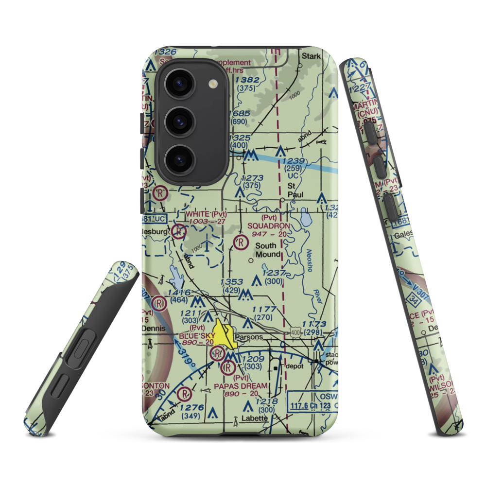 Squadron Field (11KS) VFR Sectional Samsung Phone Case Samsung Galaxy S23 Plus model shown
