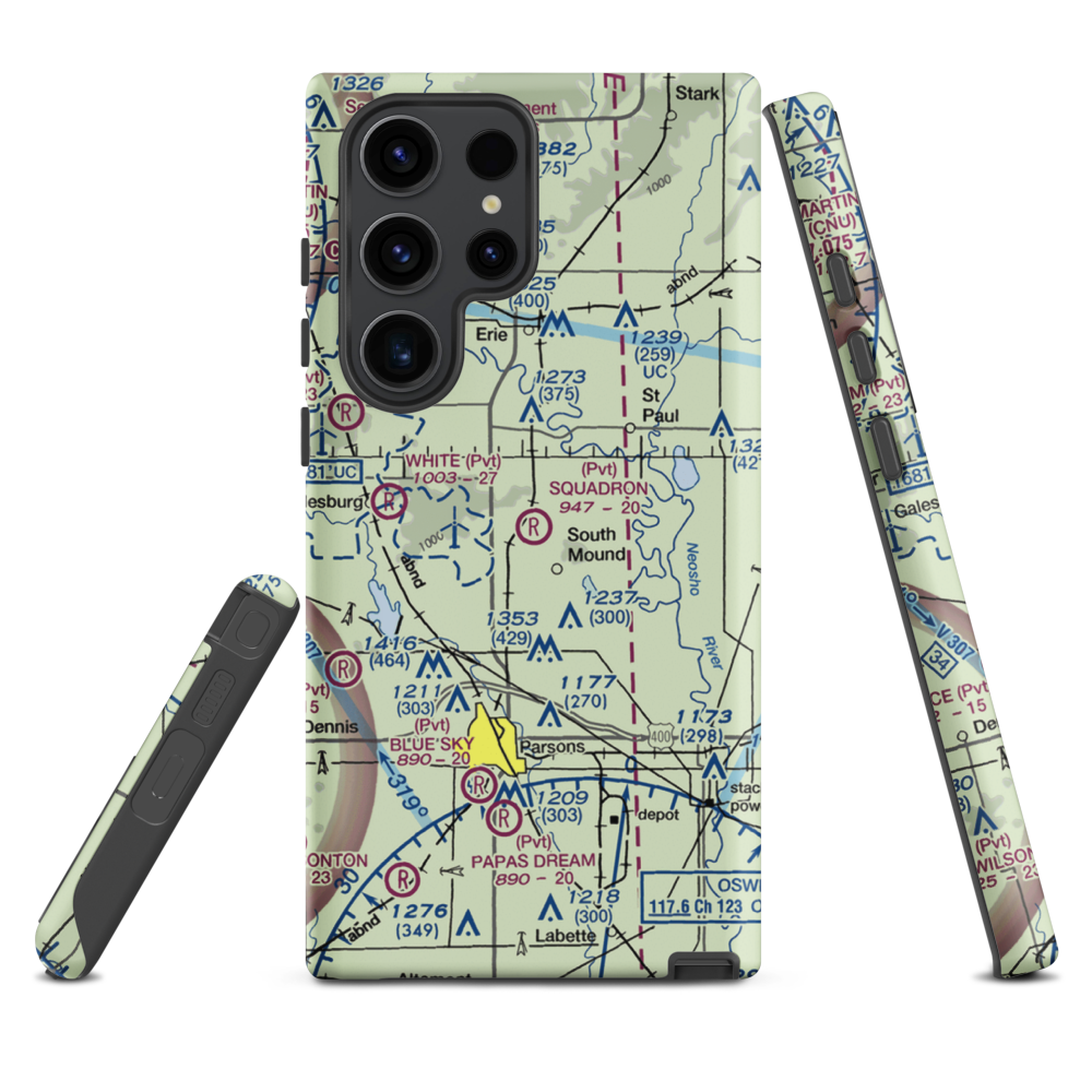 Squadron Field (11KS) VFR Sectional Samsung Phone Case Samsung Galaxy S23 Ultra model shown