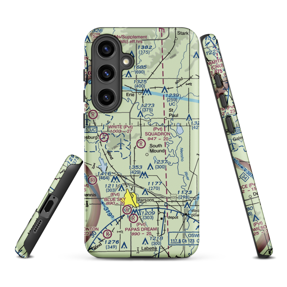 Squadron Field (11KS) VFR Sectional Samsung Phone Case Samsung Galaxy S24 Plus model shown