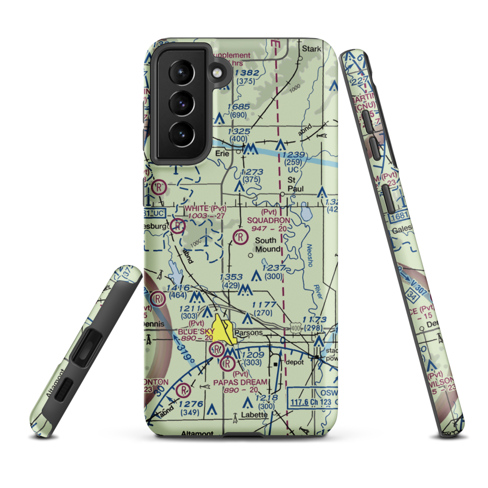 Squadron Field (11KS) VFR Sectional Samsung Phone Case Samsung Galaxy S21 Plus model shown