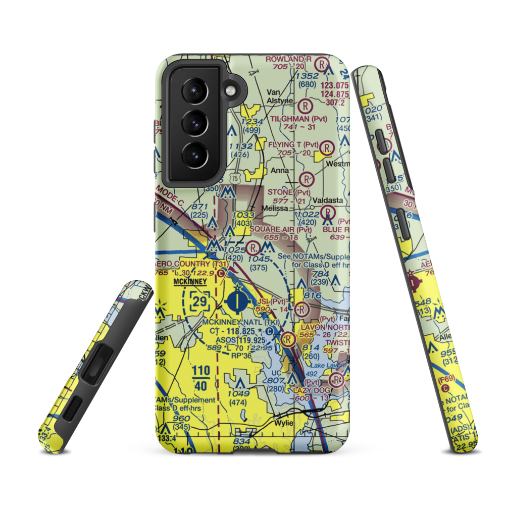 Square Air Airport (TS63) VFR Sectional Samsung Phone Case Samsung Galaxy S21 FE model shown