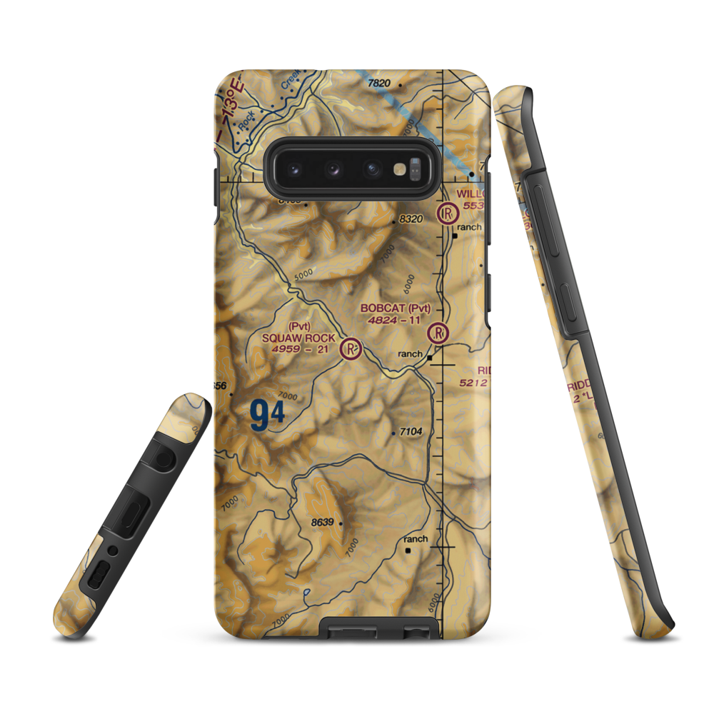 Squaw Rock Airstrip (MT22) VFR Sectional Samsung Phone Case Samsung Galaxy S10 Plus model shown