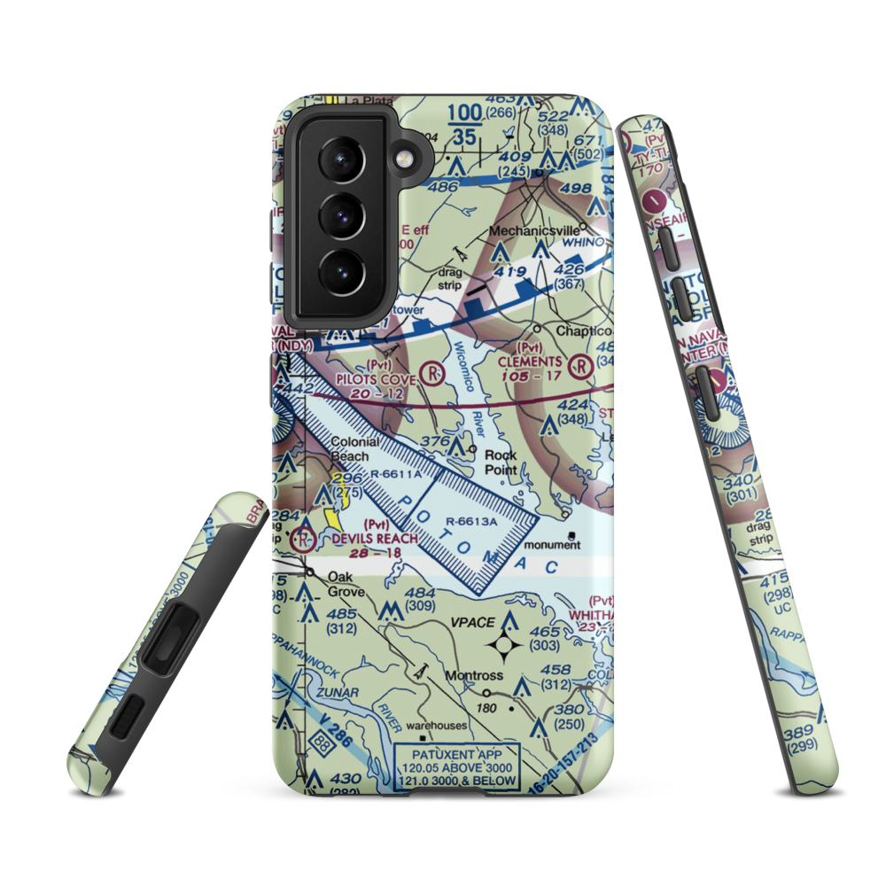 Squier Landing Airport (0MD2) VFR Sectional Samsung Phone Case Samsung Galaxy S21 FE model shown