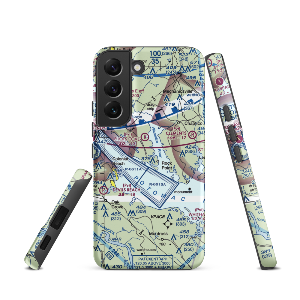 Squier Landing Airport (0MD2) VFR Sectional Samsung Phone Case Samsung Galaxy S22 model shown