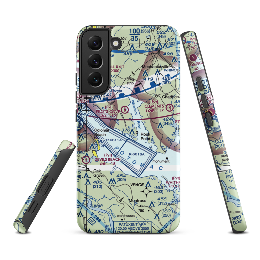 Squier Landing Airport (0MD2) VFR Sectional Samsung Phone Case Samsung Galaxy S22 Plus model shown