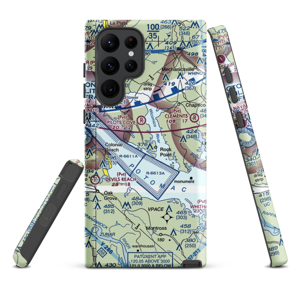 Squier Landing Airport (0MD2) VFR Sectional Samsung Phone Case Samsung Galaxy S22 Ultra model shown