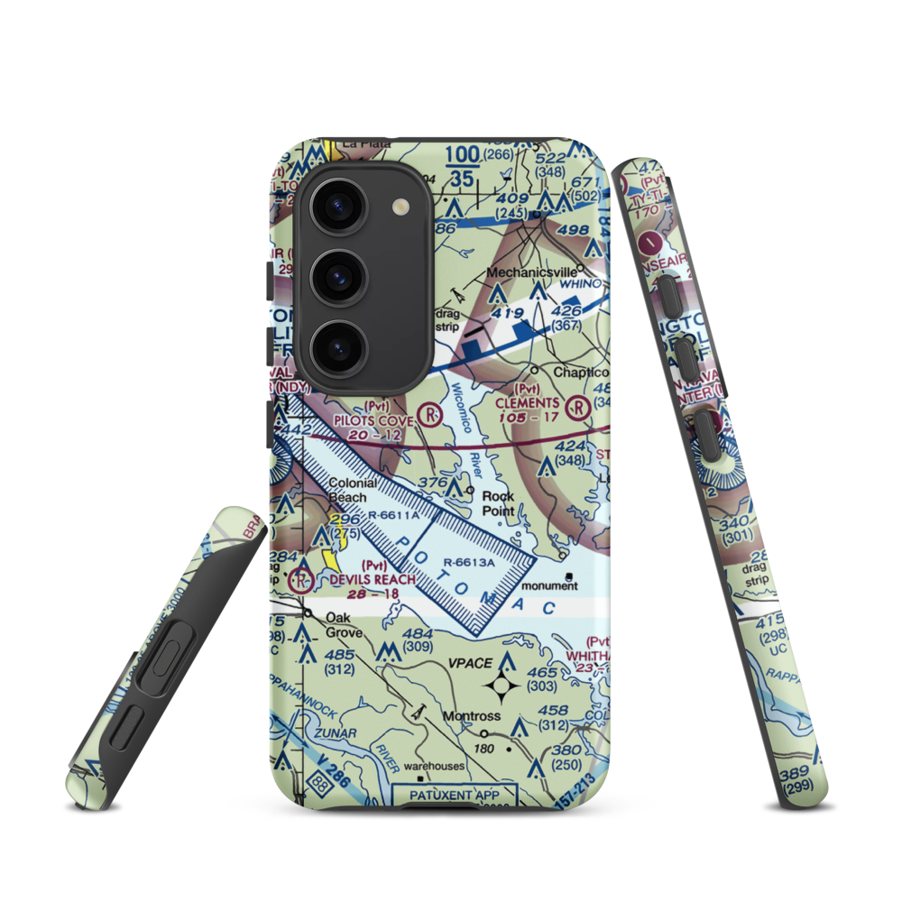 Squier Landing Airport (0MD2) VFR Sectional Samsung Phone Case Samsung Galaxy S23 model shown