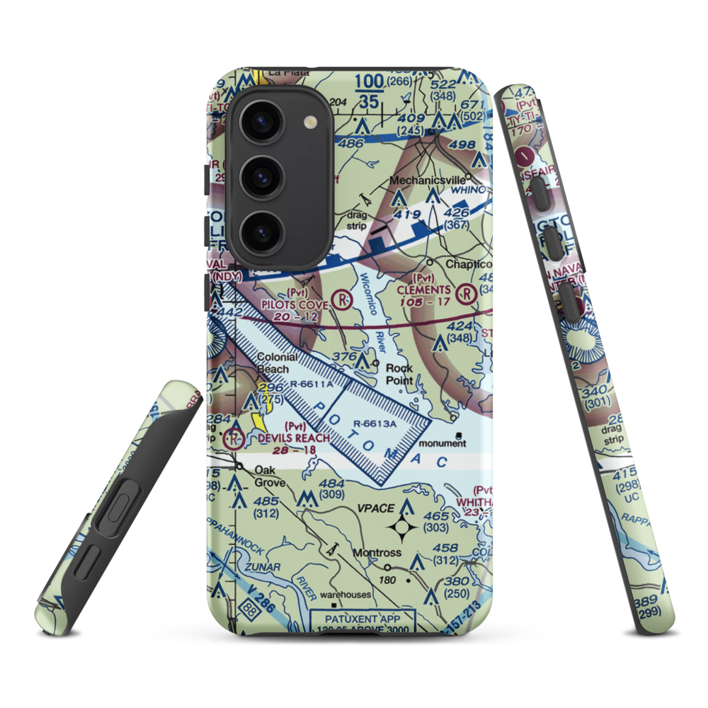 Squier Landing Airport (0MD2) VFR Sectional Samsung Phone Case Samsung Galaxy S23 Plus model shown
