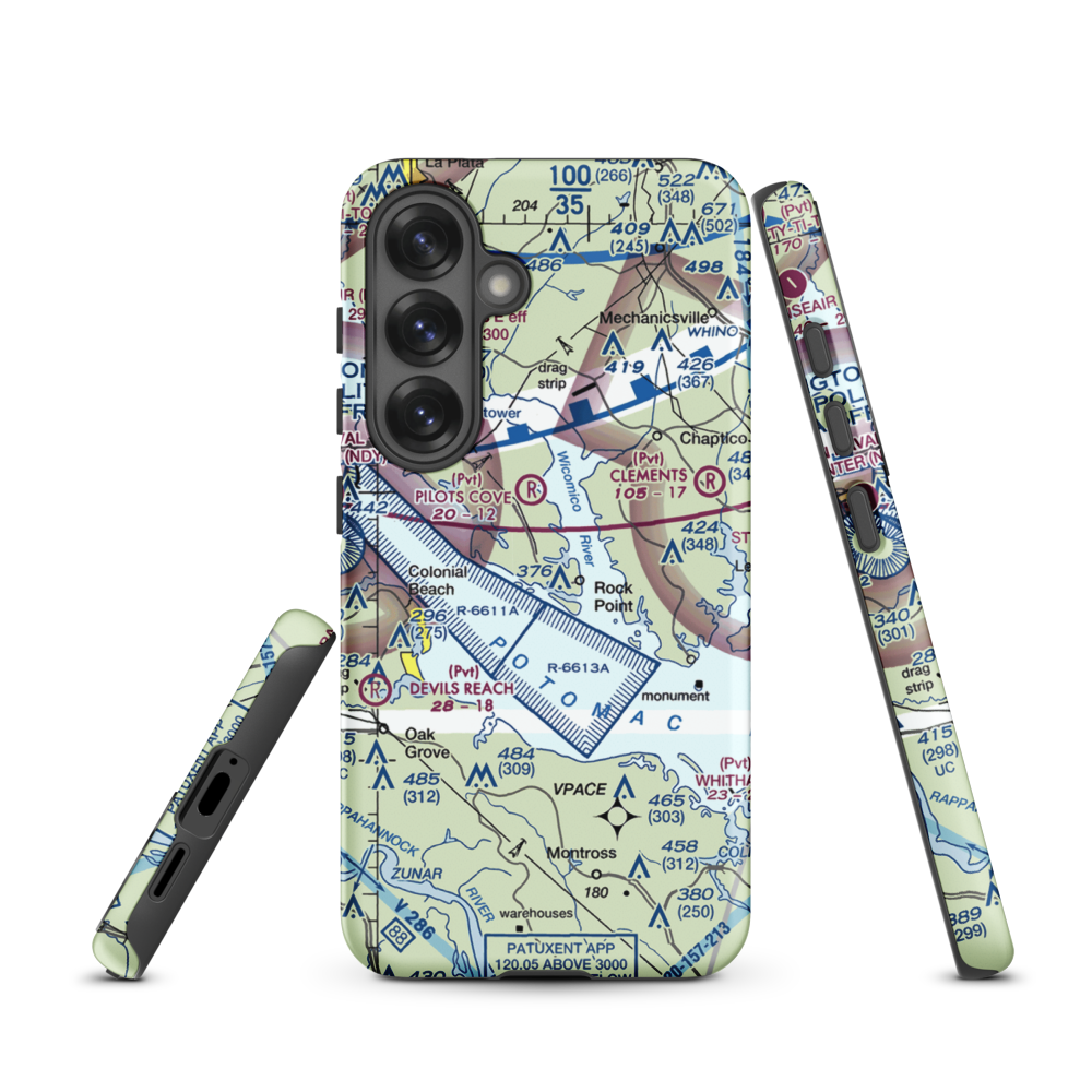 Squier Landing Airport (0MD2) VFR Sectional Samsung Phone Case Samsung Galaxy S25 model shown