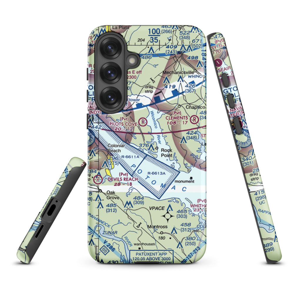 Squier Landing Airport (0MD2) VFR Sectional Samsung Phone Case Samsung Galaxy S25 Plus model shown