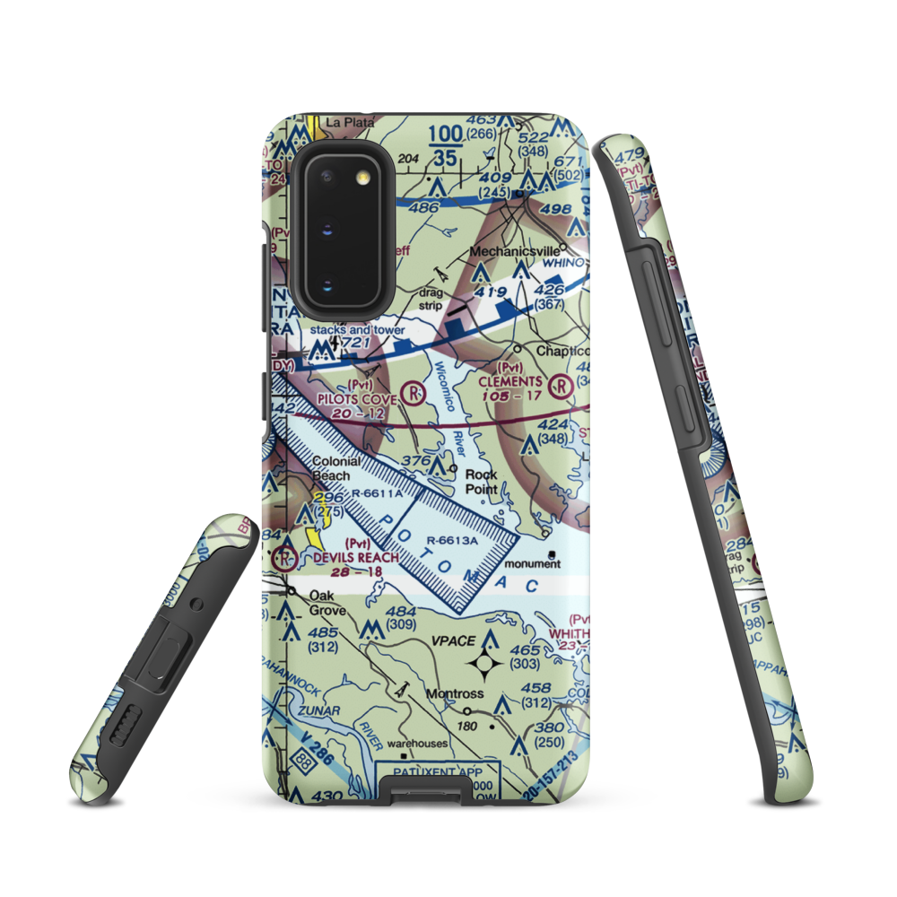 Squier Landing Airport (0MD2) VFR Sectional Samsung Phone Case Samsung Galaxy S20 model shown