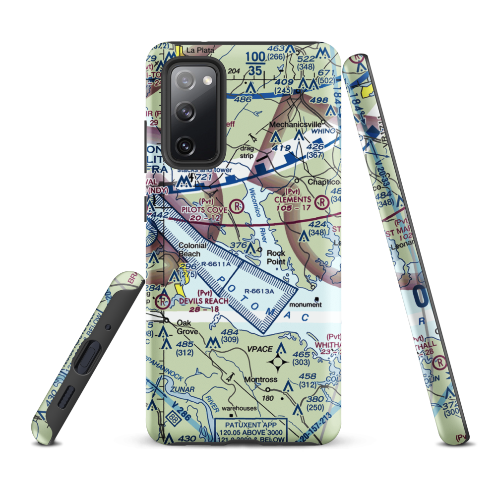 Squier Landing Airport (0MD2) VFR Sectional Samsung Phone Case Samsung Galaxy S20 FE model shown
