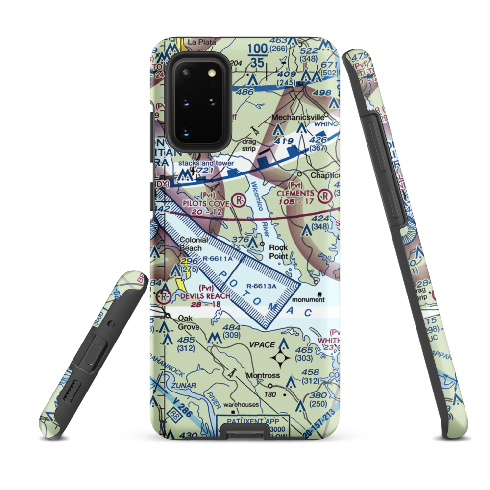 Squier Landing Airport (0MD2) VFR Sectional Samsung Phone Case Samsung Galaxy S20 Plus model shown