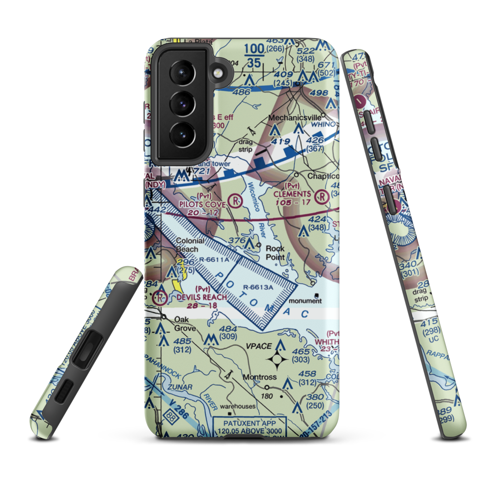 Squier Landing Airport (0MD2) VFR Sectional Samsung Phone Case Samsung Galaxy S21 Plus model shown