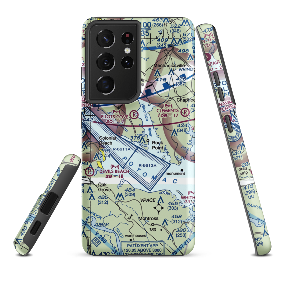 Squier Landing Airport (0MD2) VFR Sectional Samsung Phone Case Samsung Galaxy S21 Ultra model shown