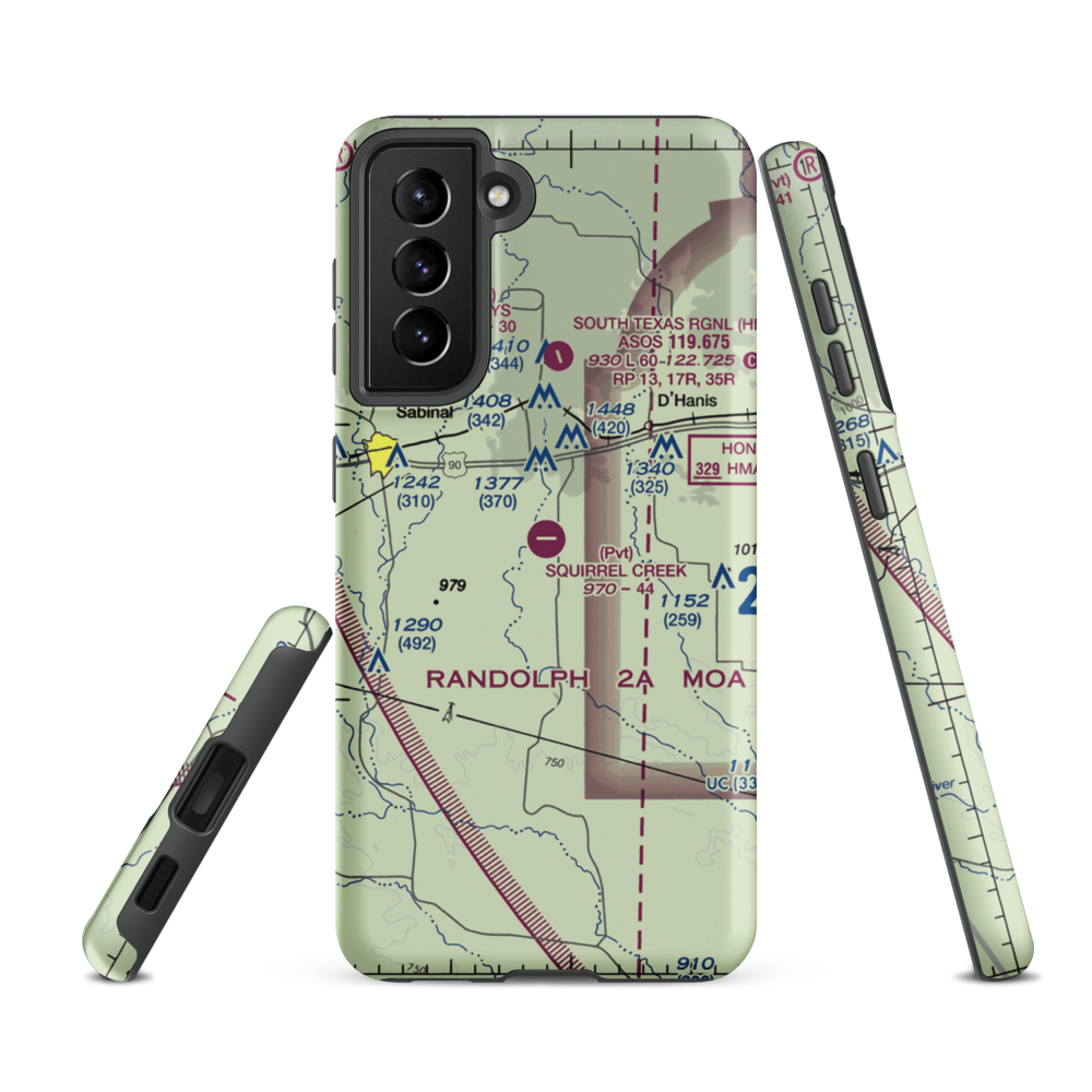 Squirrel Creek Ranch Airport (4TE9) VFR Sectional Samsung Phone Case Samsung Galaxy S21 FE model shown