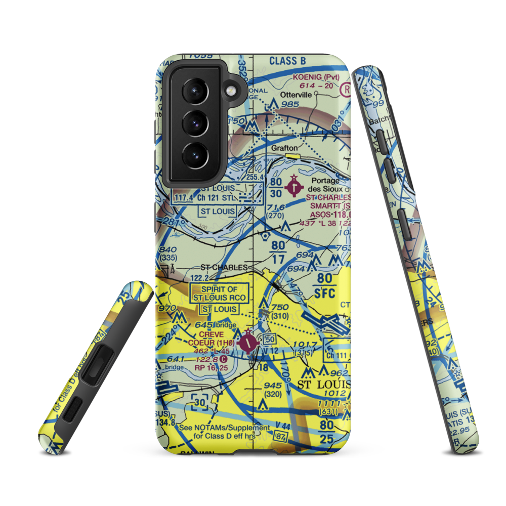 St Charles Airport (3SQ) VFR Sectional Samsung Phone Case Samsung Galaxy S21 FE model shown