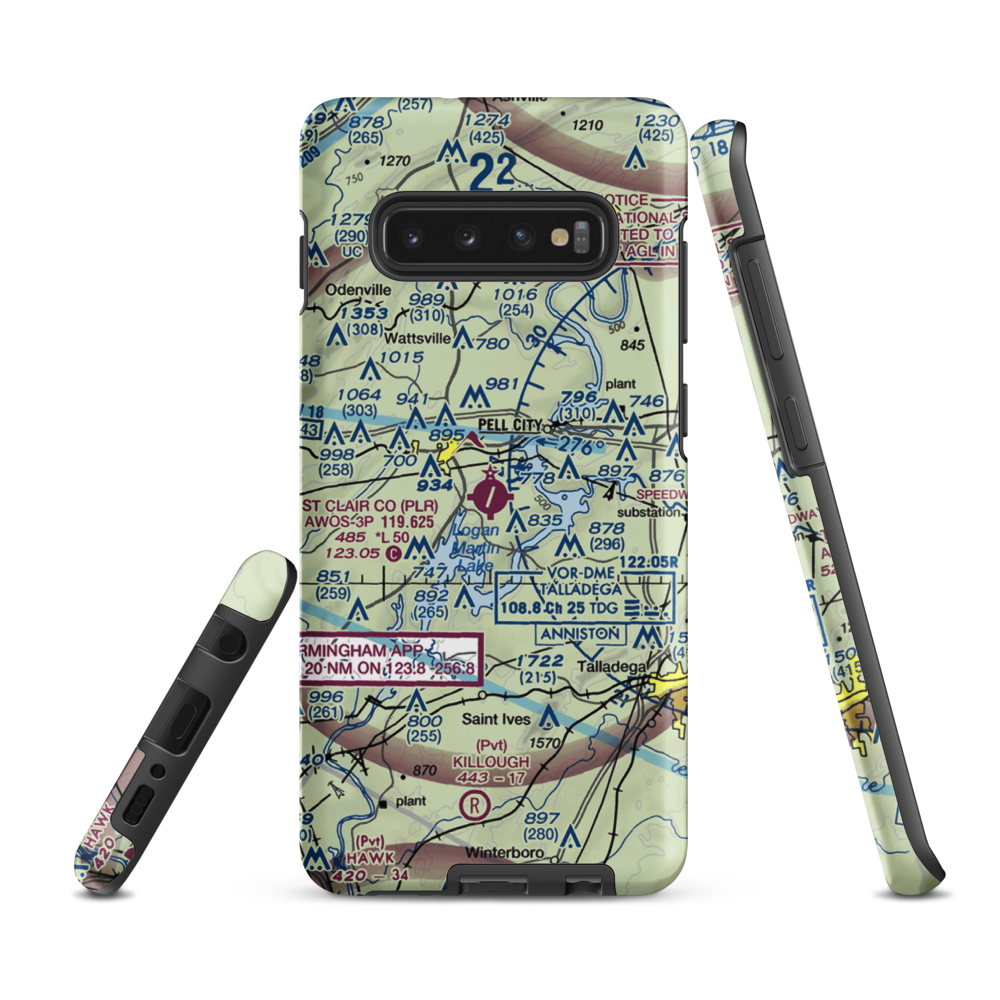 St Clair County Airport (PLR) VFR Sectional Samsung Phone Case Samsung Galaxy S10 Plus model shown