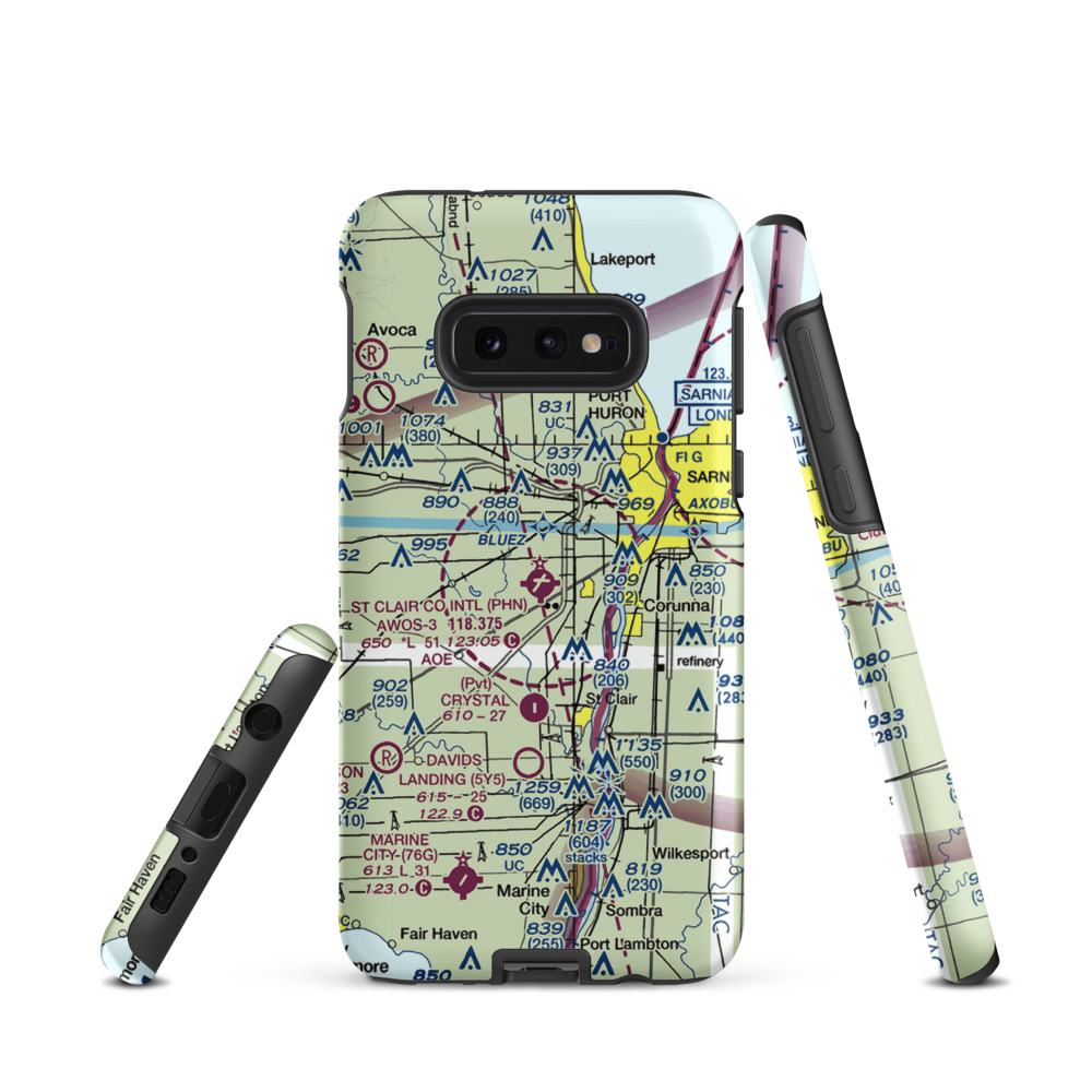 St Clair County International Airport (PHN) VFR Sectional Samsung Phone Case Samsung Galaxy S10 Plus model shown