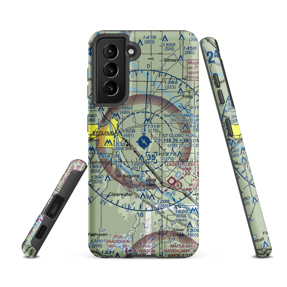 St Cloud Regional Airport (STC) VFR Sectional Samsung Phone Case Samsung Galaxy S21 FE model shown