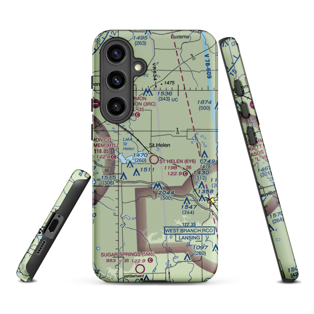 St Helen Airport (6Y6) VFR Sectional Samsung Phone Case Samsung Galaxy S24 Plus model shown