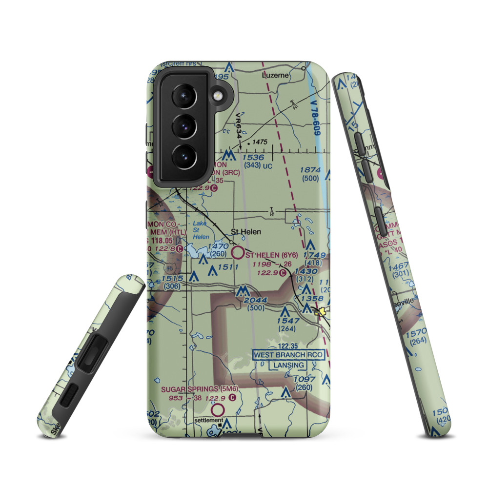 St Helen Airport (6Y6) VFR Sectional Samsung Phone Case Samsung Galaxy S21 model shown