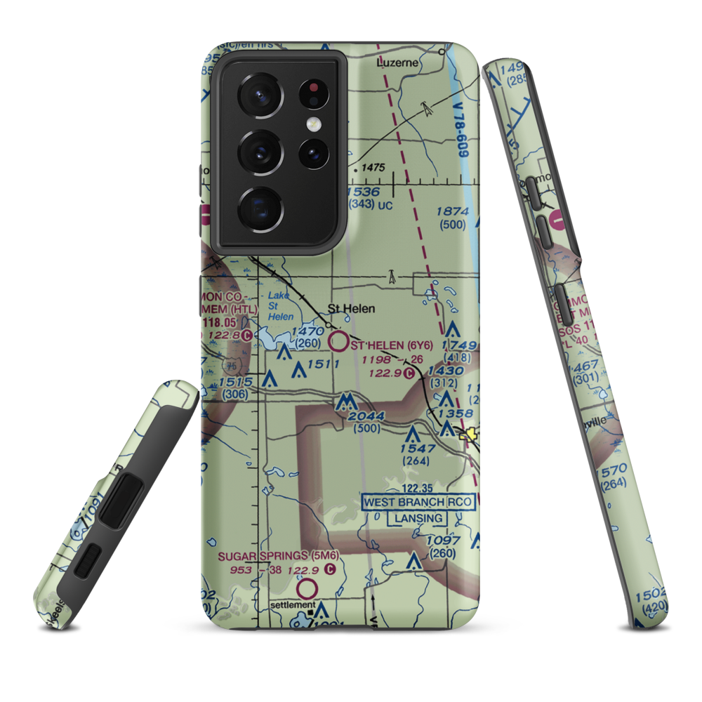 St Helen Airport (6Y6) VFR Sectional Samsung Phone Case Samsung Galaxy S21 Plus model shown