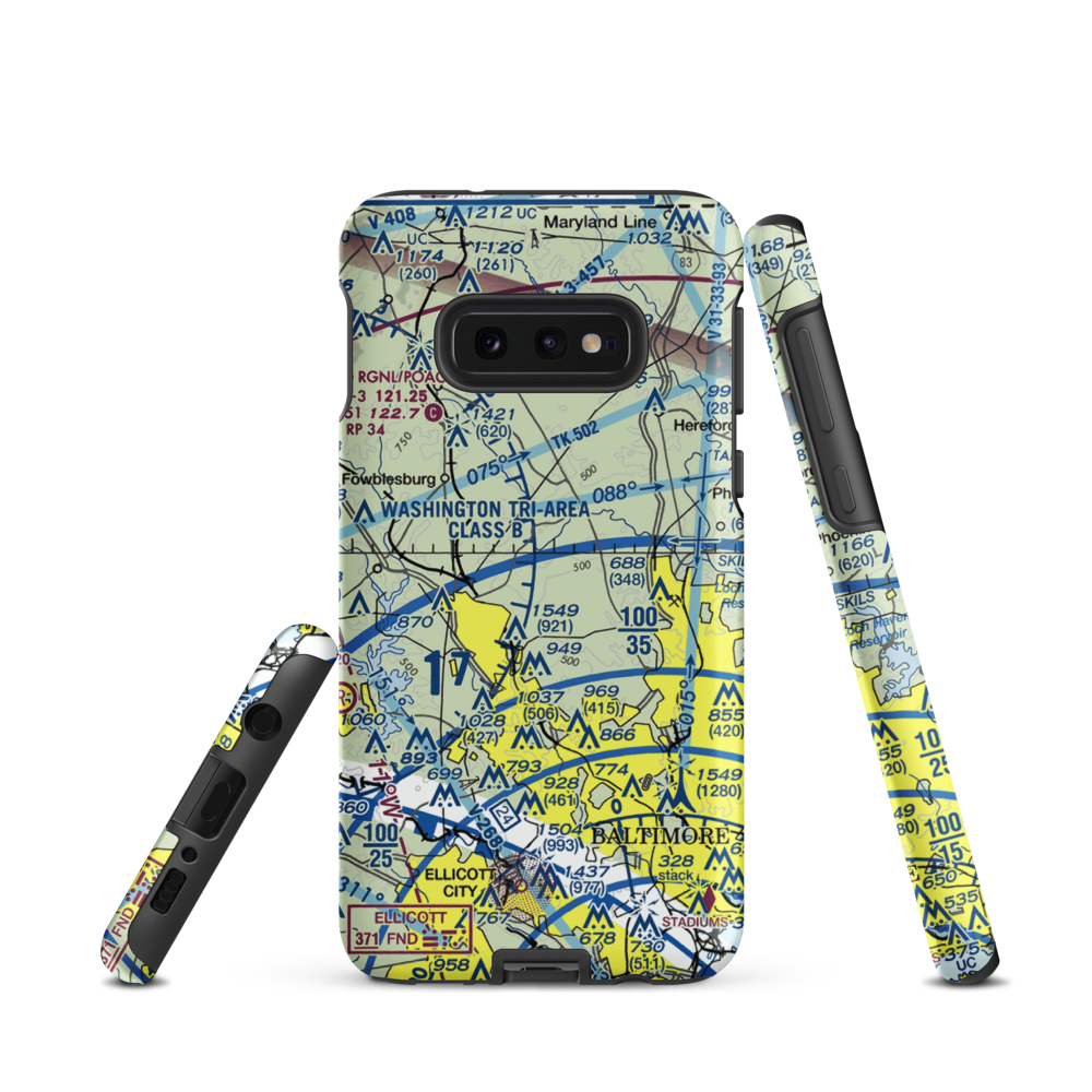 St John Airport (4MD9) VFR Sectional Samsung Phone Case Samsung Galaxy S10e model shown