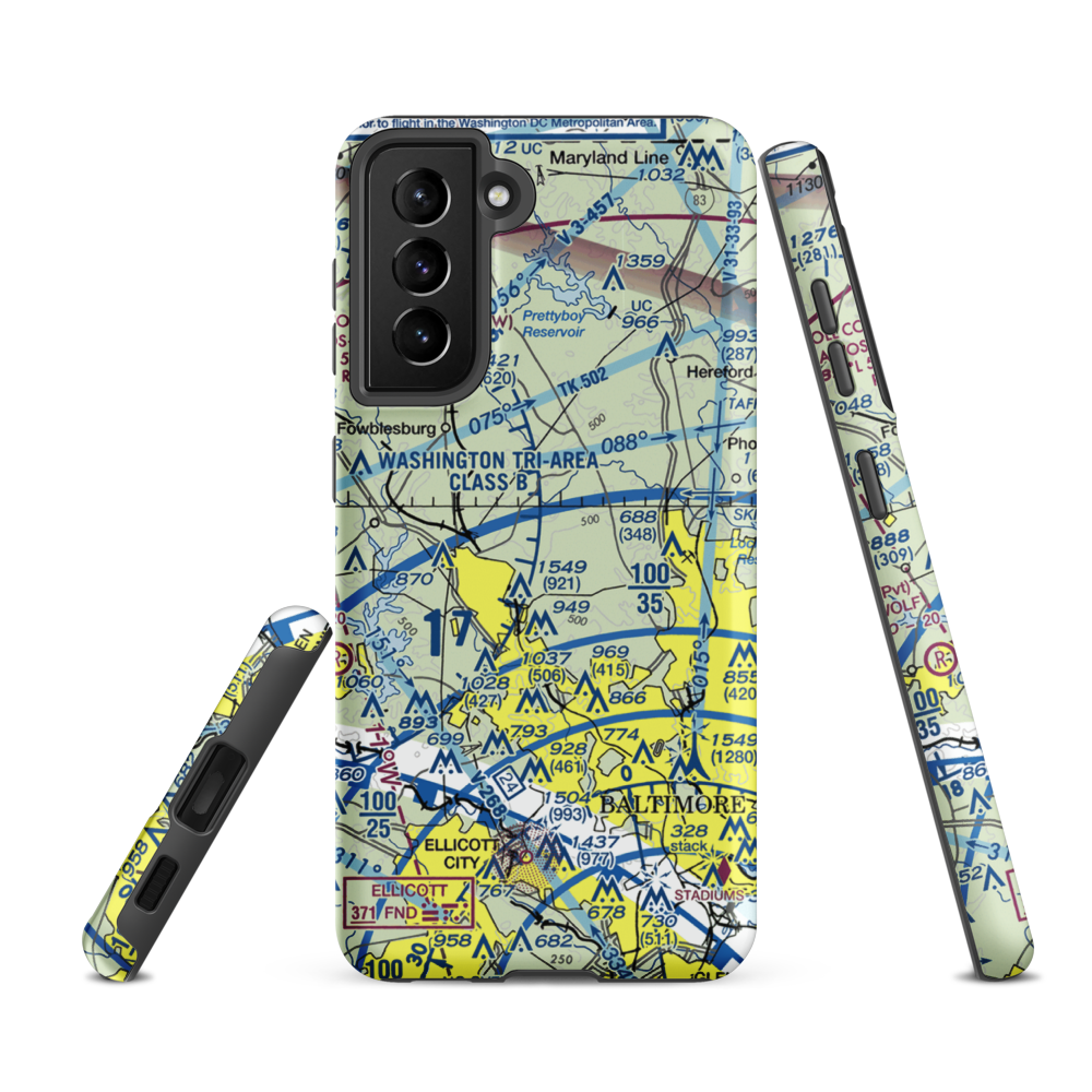 St John Airport (4MD9) VFR Sectional Samsung Phone Case Samsung Galaxy S21 FE model shown