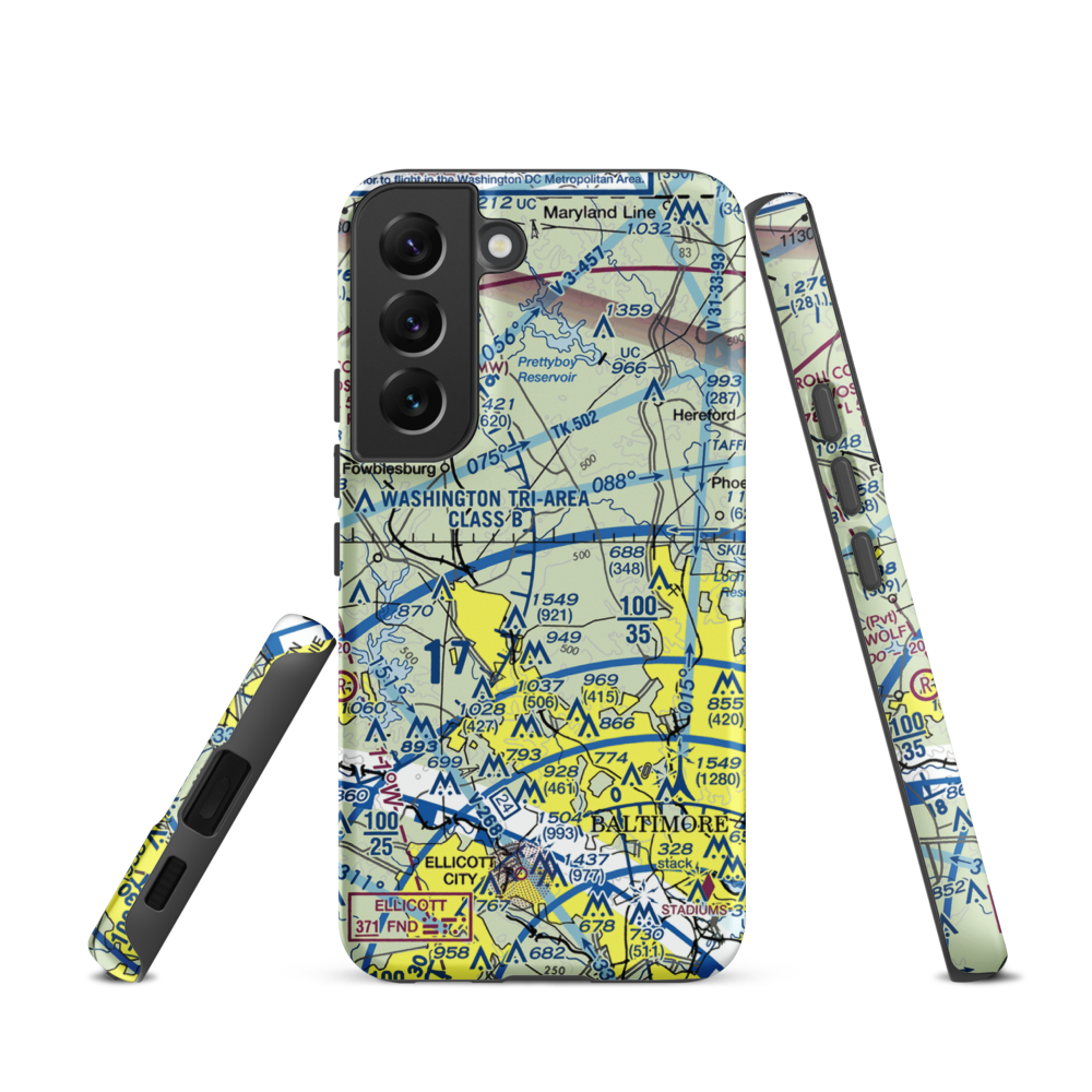 St John Airport (4MD9) VFR Sectional Samsung Phone Case Samsung Galaxy S22 model shown