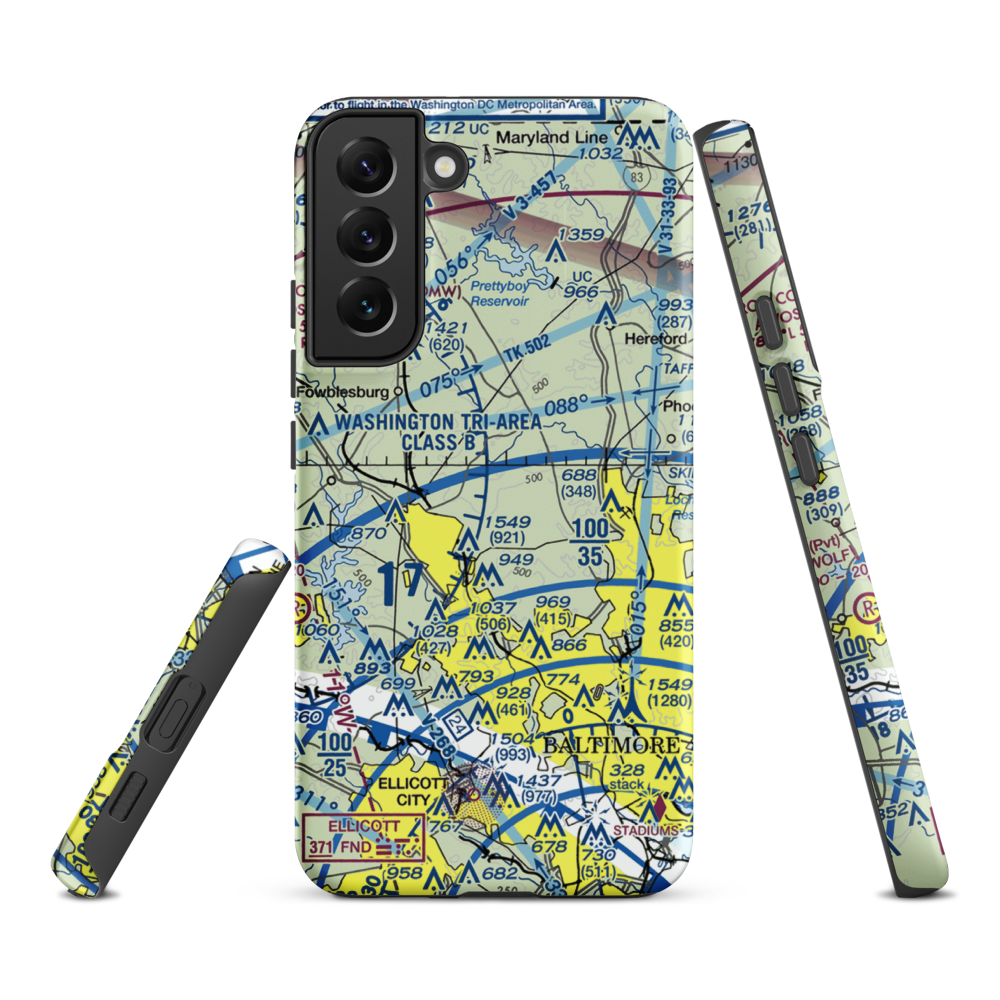 St John Airport (4MD9) VFR Sectional Samsung Phone Case Samsung Galaxy S22 Plus model shown