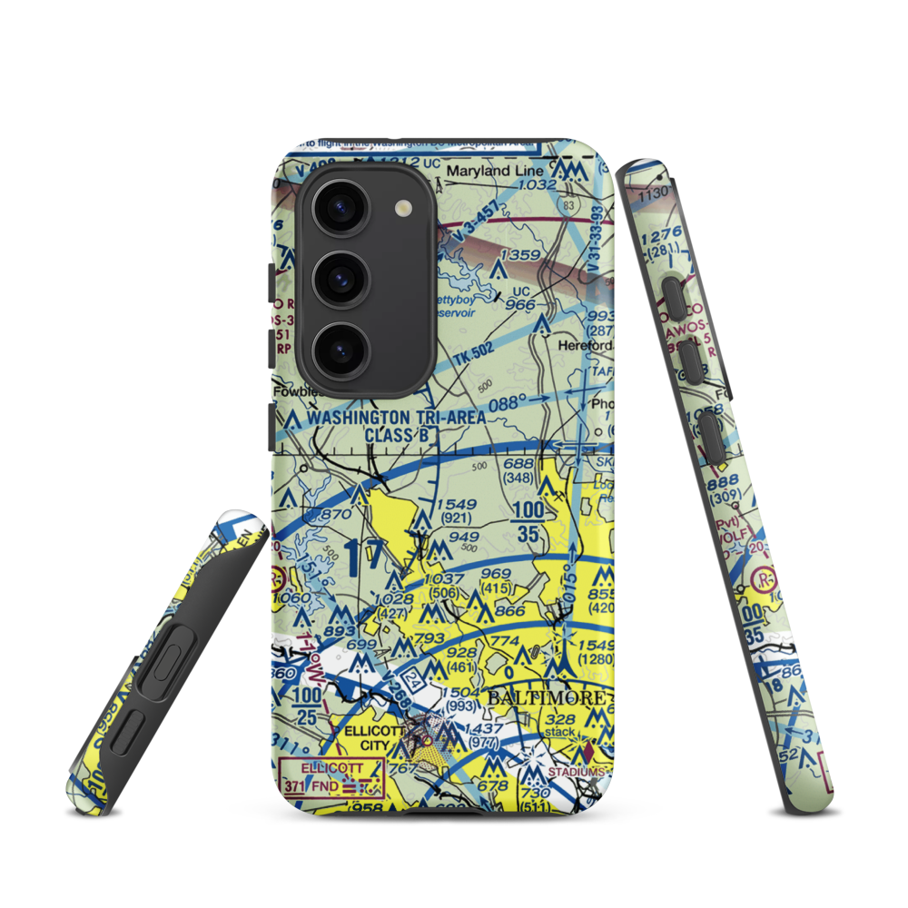 St John Airport (4MD9) VFR Sectional Samsung Phone Case Samsung Galaxy S23 model shown