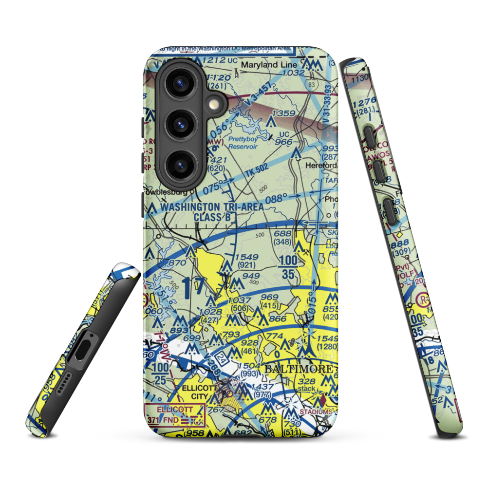 St John Airport (4MD9) VFR Sectional Samsung Phone Case Samsung Galaxy S24 Plus model shown