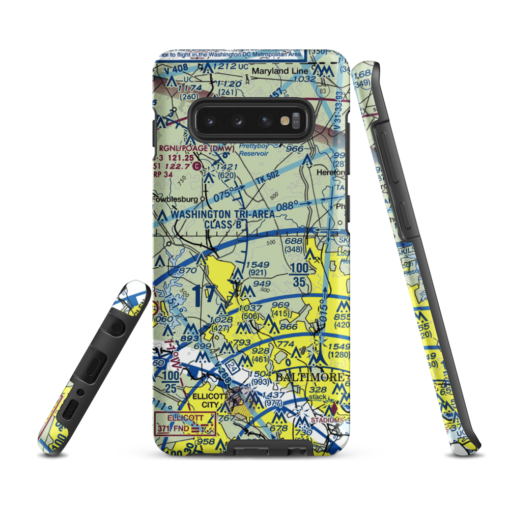 St John Airport (4MD9) VFR Sectional Samsung Phone Case Samsung Galaxy S10 Plus model shown