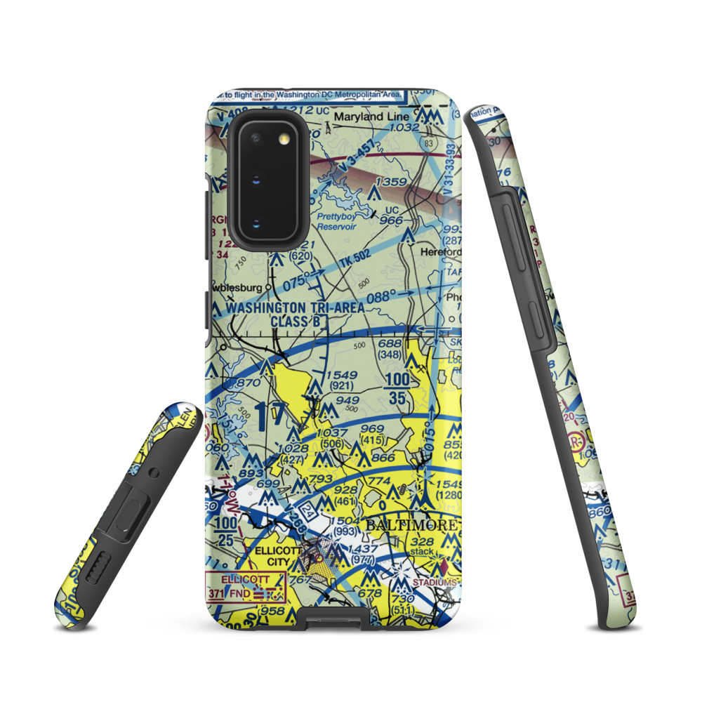 St John Airport (4MD9) VFR Sectional Samsung Phone Case Samsung Galaxy S20 model shown