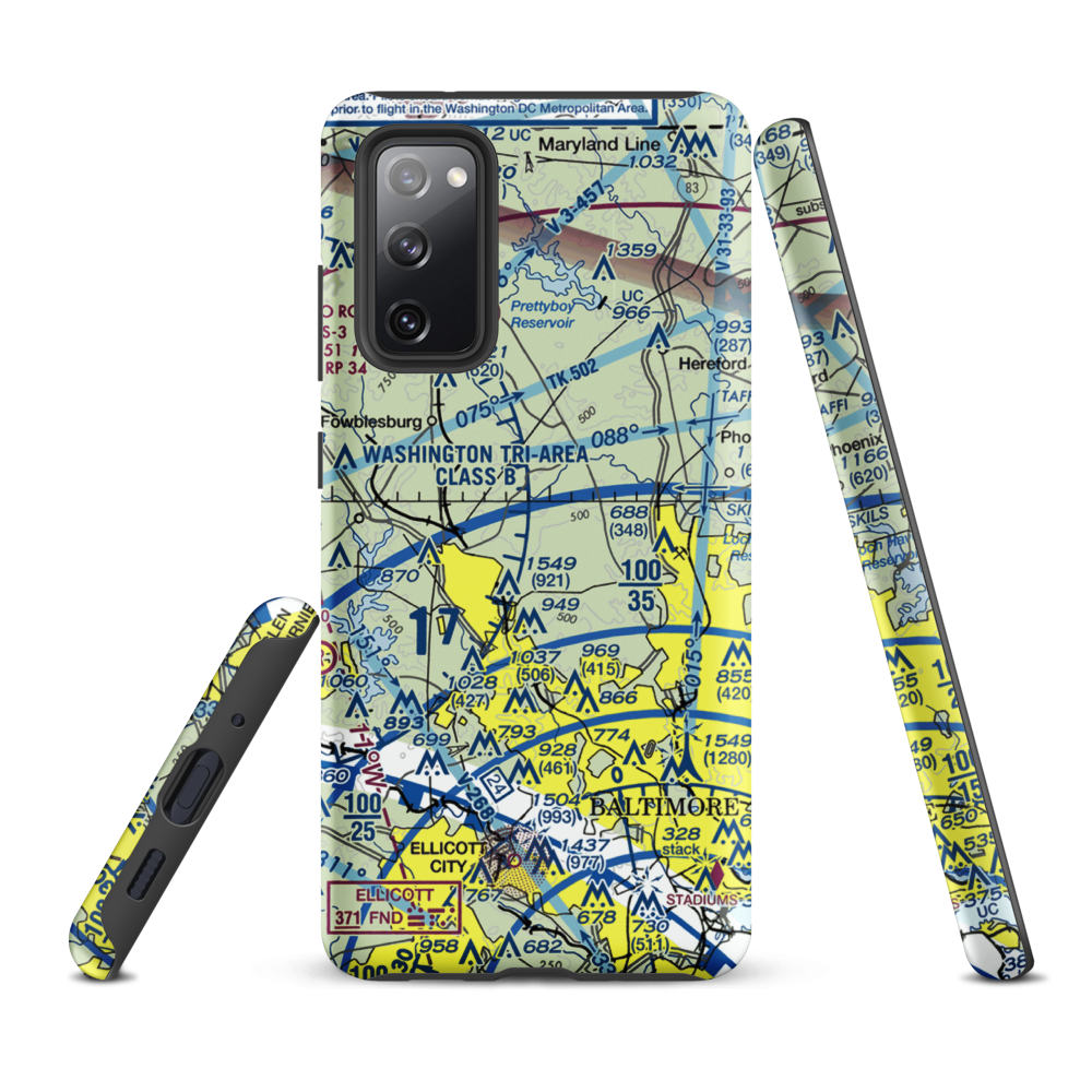St John Airport (4MD9) VFR Sectional Samsung Phone Case Samsung Galaxy S20 FE model shown